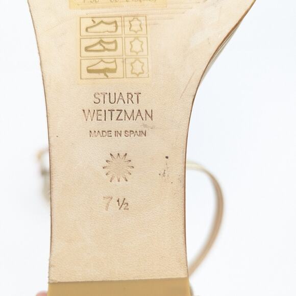 Stuart Weitzman Gold Nudistcurve Metallic Leather Wedge Sandals Size 7.5 - Picture 9 of 10